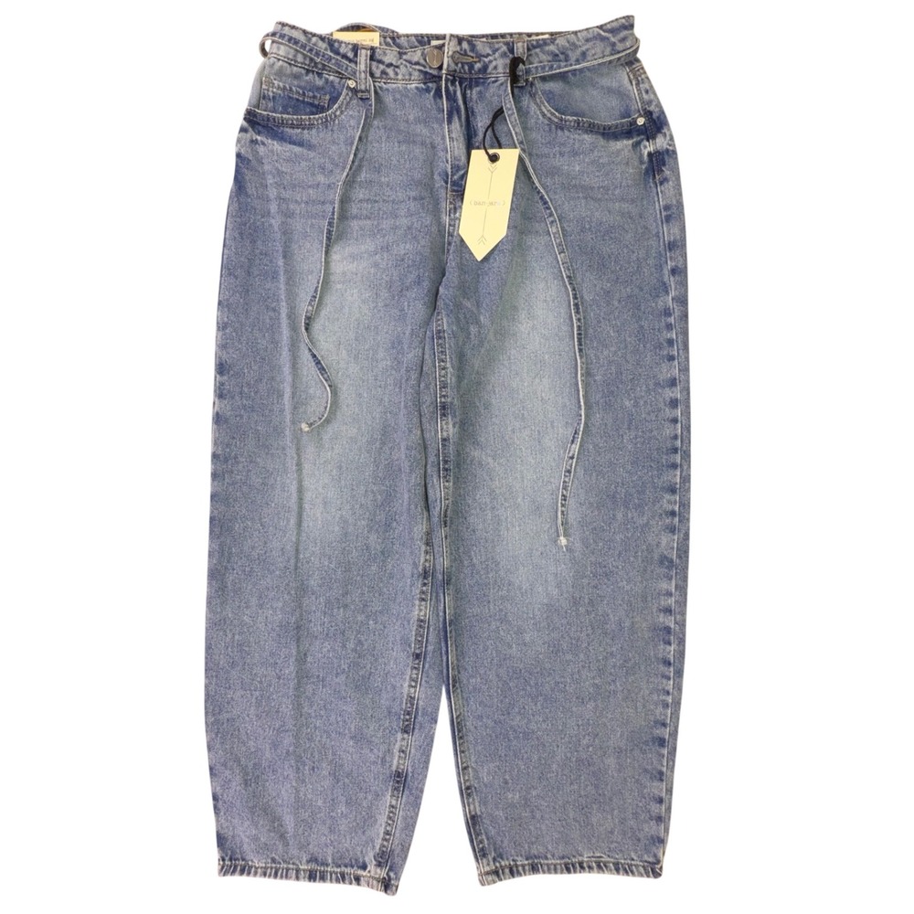 Ban.jara High Rise Barrel Leg Jeans Women's 29 NWT Medium Wash 100% Cotton Denim